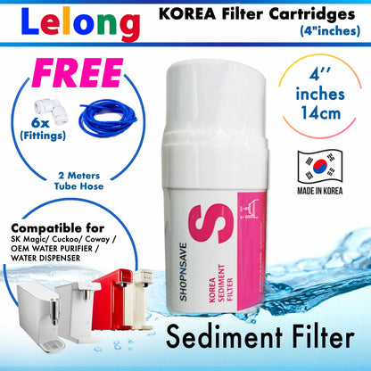 KOREA Compatible Replacement Filter Cartridges for Wells, Cuckoo / SK Magic / OEM Water Purifier / Rapi / Hyper WPU (4&quot;inches)/14cm