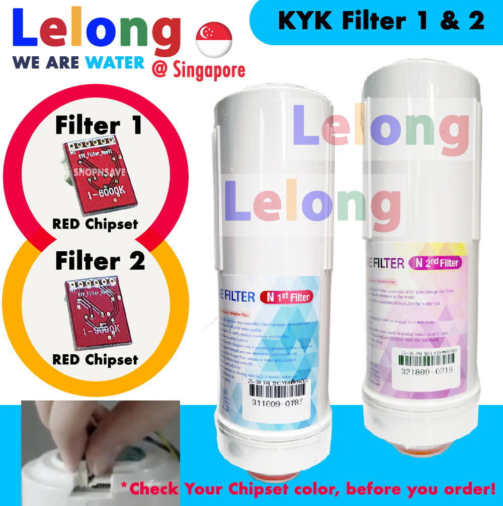 BUNDLE: KYK FILTER 1 &amp; 2, KYK ALKALINE IONIZER - REPLACEMENT CARTRIDGE  FILTER N1 + N2, FILTER 1 + FILTER 2 [RED Chipset 6000K + 9000K]