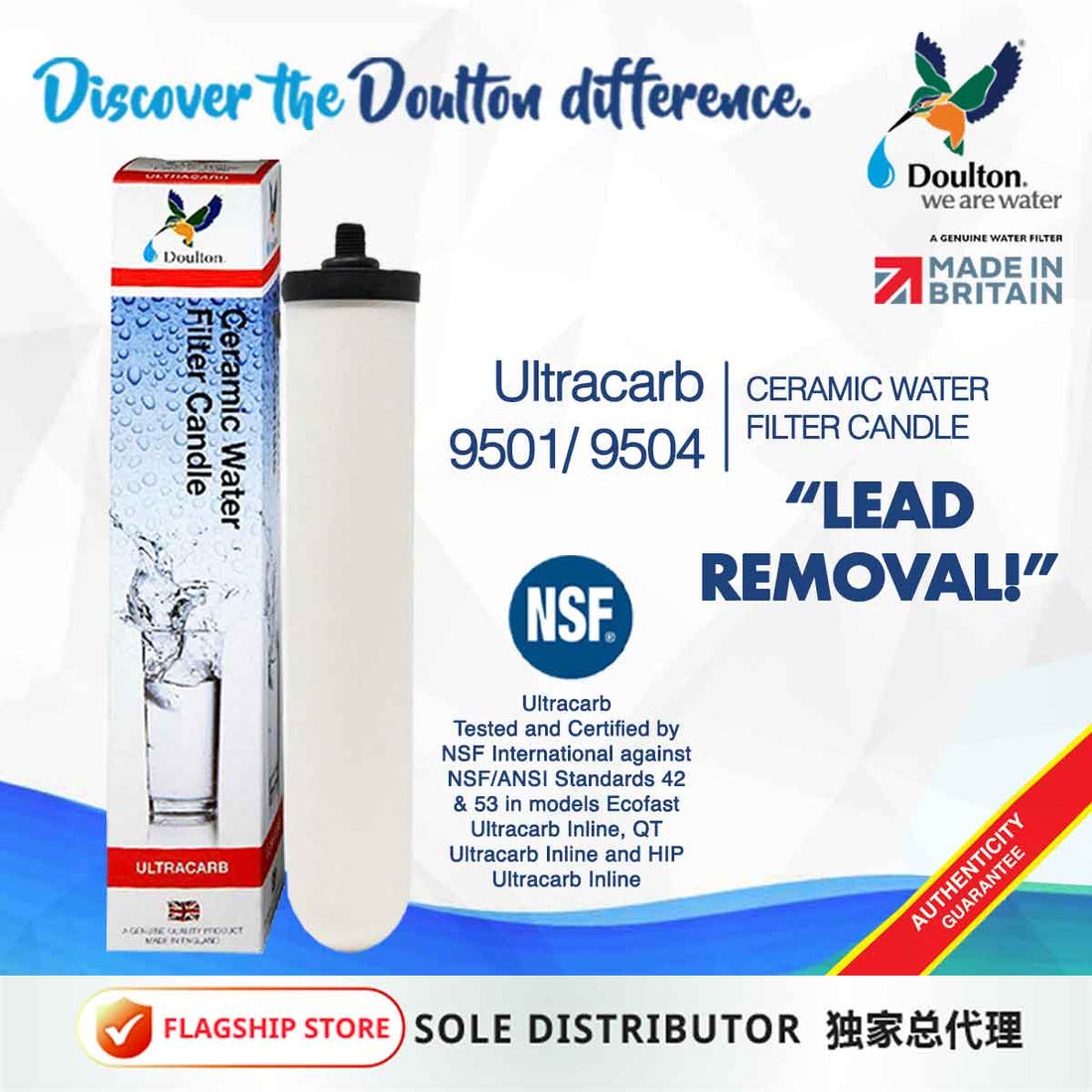 W9123053 10&quot; UltraCarb NSF Drinking Water Filter ¦ Short Thread Element ¦ 9501