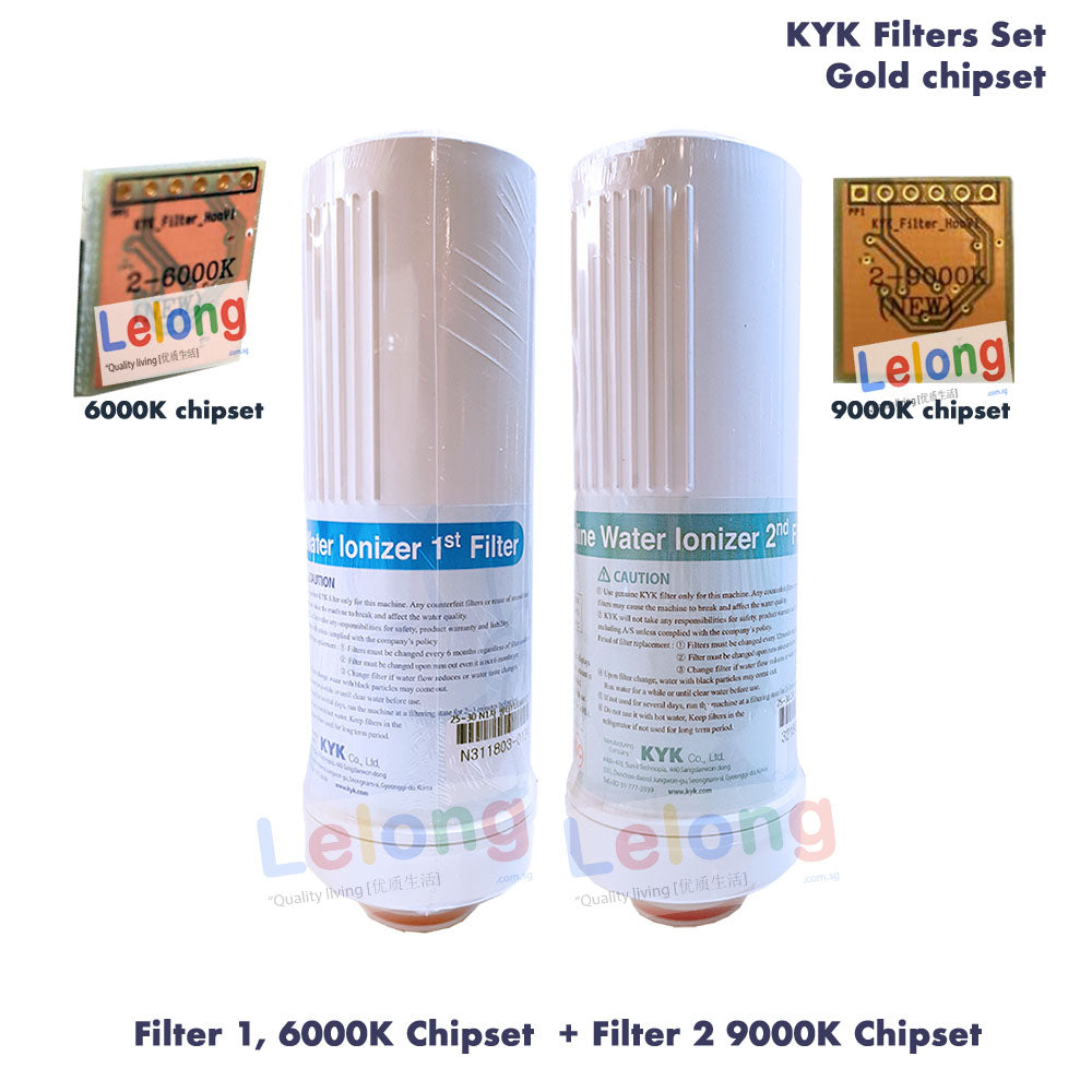 BUNDLE: KYK FILTER 1 &amp; 2, KYK ALKALINE IONIZER REPLACEMENT CARTRIDGE  FILTER N1 + N2, FILTER 1 + FILTER 2 [GOLD Chipset 6000K + 9000K]