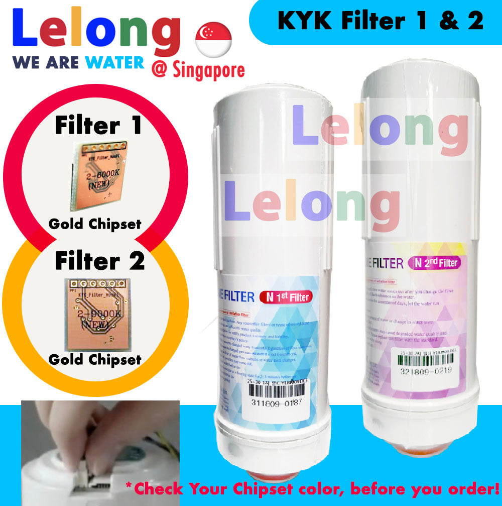 BUNDLE: KYK FILTER 1 &amp; 2, KYK ALKALINE IONIZER REPLACEMENT CARTRIDGE  FILTER N1 + N2, FILTER 1 + FILTER 2 [GOLD Chipset 6000K + 9000K]