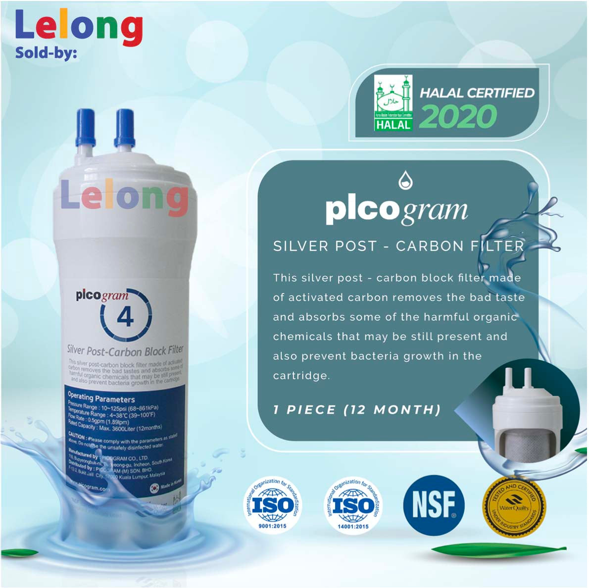 Korea Picogram 19cm, 8&quot; inch RO Water Purifier System Replacement Cartridge,