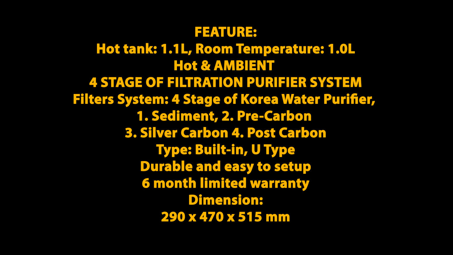 520 Hot &amp; Ambient, 4 stage Korea Filtered Water Purifier, Hot &amp; Normal Water Dispenser