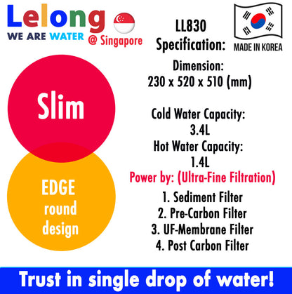 LL300 Korea Ultra-Filtration Water Purifier System, Hot/Cold/Less Cold